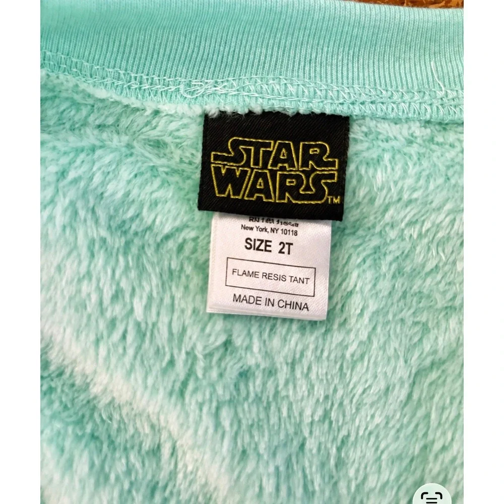 Star Wars Grogu Baby Yoda Plush Fleece Hooded One-Piece Pajamas Sleeper 2T
